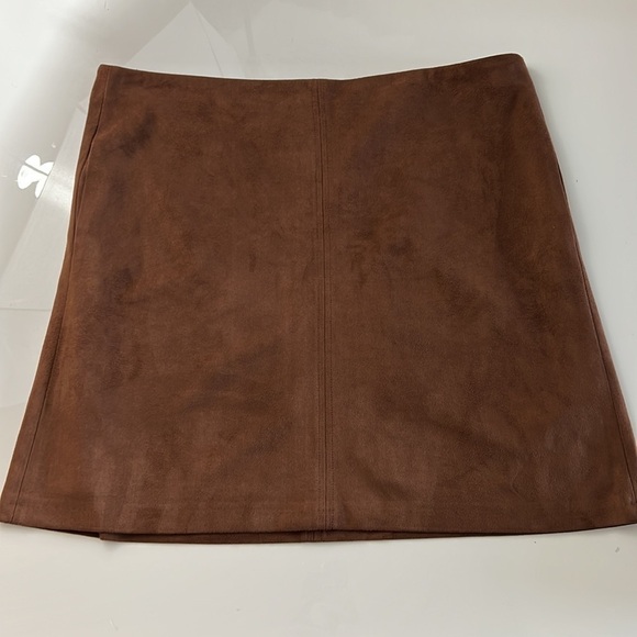 ESPRIT Brown Faux Suede Fully Lined Skirt with Pockets NWT - Picture 4 of 12